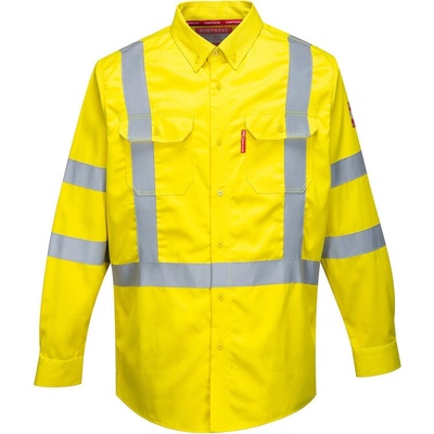 PortWest Košile Bizflame 88/12 FR Hi-Vis FR95 dlouhý rukáv reflexní Žlutá