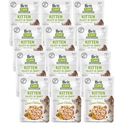 BRIT CARE Cat Kitten Fillets in Gravy Choice Chicken Enriched with Sea Buckthorn and Nasturtium 12x85 g