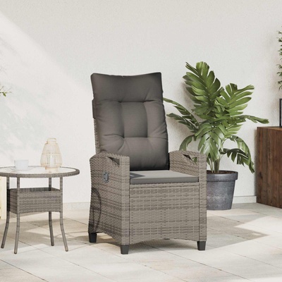 vidaXL Лежанка за градина Сив и тъмен сив 56 x 60 x 112 см полиратан (42026842)