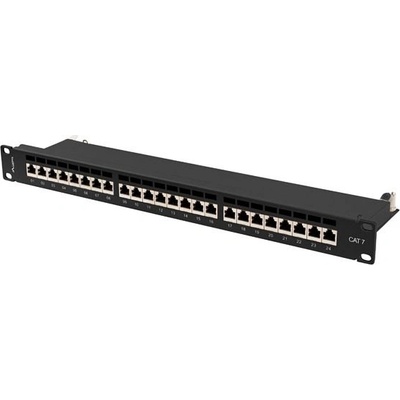 Lanberg patch panel 24 port 1U 19" CAT. 7 ftp with cable organizer shielded black (PPS7-1024-B)