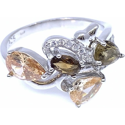 Jan Kos jewellery Stříbrný prsten s hnědým zirkonem MHT 4324