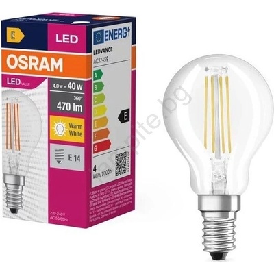 OSRAM LED Крушка FILAMENT P40 E14/4W/230V 2700K - Osram (P225665)