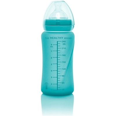 Everyday Baby fľaša sklo s teplotným senzorom Turquoise 240 ml