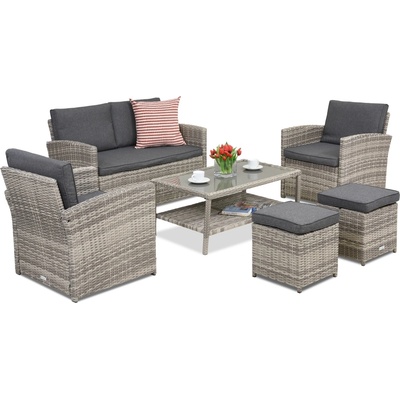 Garden Point Градински мебели Monaco Coffee 4 + 2 пуфа Garden Point светло сиво (GAP422-2PU)