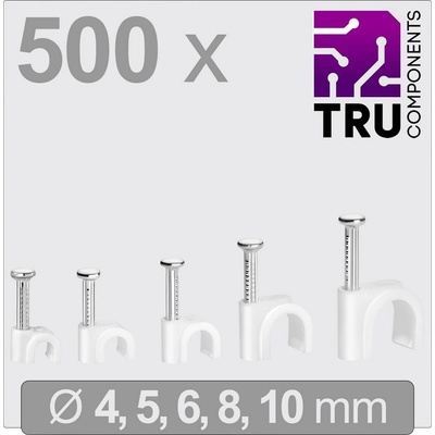 TRU COMPONENTS T24CA129 hřebíkové příchytky TC-13448468 Průměr kabelového svazku (rozsah) 2 do 10 mm bílá 500 ks
