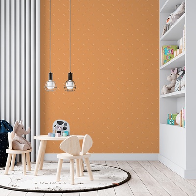 Tapeta SABLIO Bílé čárky na oranžové 336x220 cm