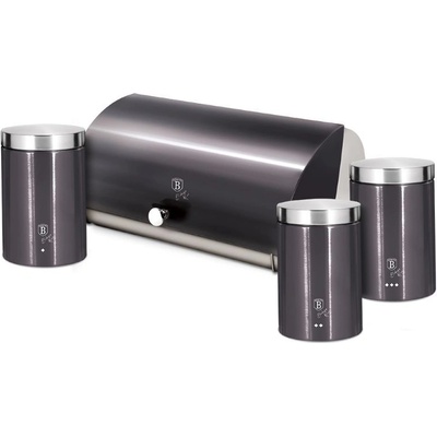 Chlebník s 3 dielnou sadou dóz na potraviny Berlingerhaus Metallic Line Carbon Pro Edition BH-6732