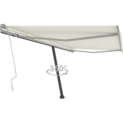 Greatstore Volně stojící ručně zatahovací markýza 450 x 350 cm krémová