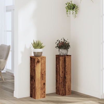 vidaXL Стойки за растения 2 бр старо дърво 17x17x60 см инженерно дърво (852940)