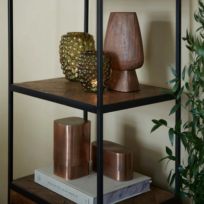 Měděný antik kovový oválný úložný box Samuel - 20*9*10 cm - Light & Living