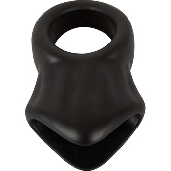 Erecto Liquid Silicone Cock Ring with Ball Stretcher Black