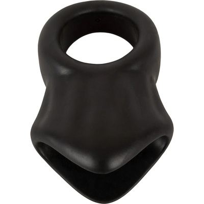 Erecto Liquid Silicone Cock Ring with Ball Stretcher Black
