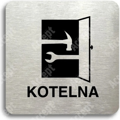 ACCEPT Piktogram kotelna - stříbrná tabulka - černý tisk bez rámečku