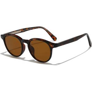 Techsuit Слънчеви очила Techsuit Sunglasses (99046) - унисекс, кръгла TR90 рамка - Леопардов (Brown Print) (KF2364771) Слънчеви очила