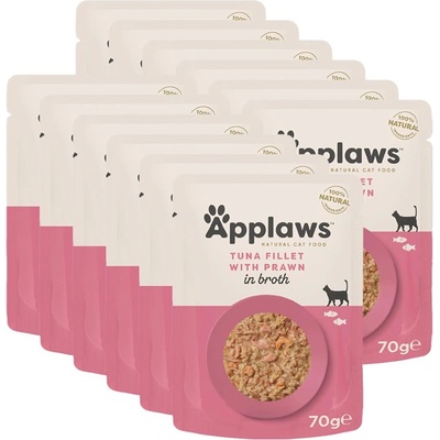 Applaws Котешка консервирана храна, риба тон и скариди 12 x 70г