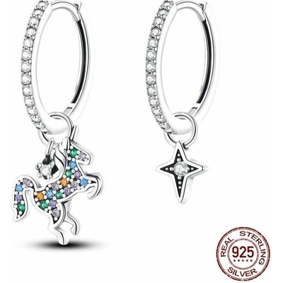 Prosperk stříbrné náušnice kroužky unicorn star S0308