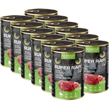 RAFI Super Rafi Cat Adult P&F Game and Chicken hearts 12 x 400 g