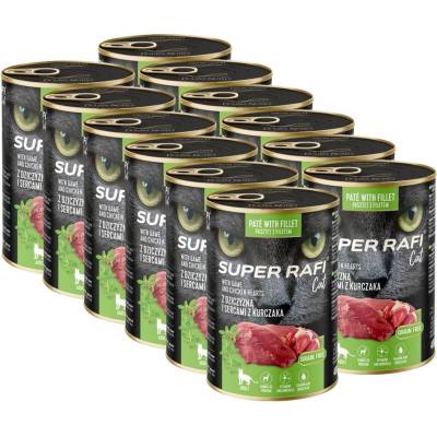 RAFI Super Rafi Cat Adult P&F Game and Chicken hearts 12 x 400 g