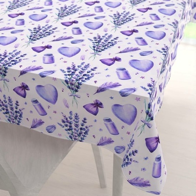 Biante Dekorační ubrus PML-055 Levandule a srdce na bílém 120x160cm