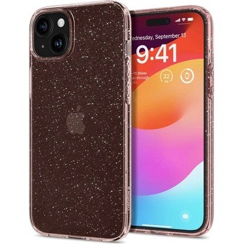 Spigen Блестящ Калъф за iPhone 15 Plus, SPIGEN Liquid Crystal Glitter Quartz Case, Розов (ACS06649)