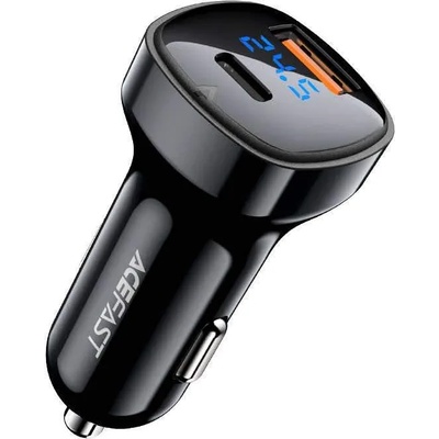 ACEFAST B4 Dual Car Charger 66W - зарядно за кола с USB-A и USB-C изходи с технология за бързо зареждане (черен)