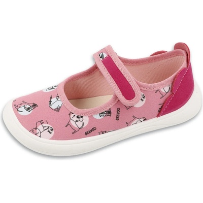 Befado Barefoot 143X003 balerínky růžové s kočkami flexi suchý zip