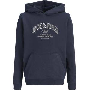 JACK & JONES Суичър Jack and Jones Kids Denver Logo Over the Head Cotton Hoodie - Navy Blazer