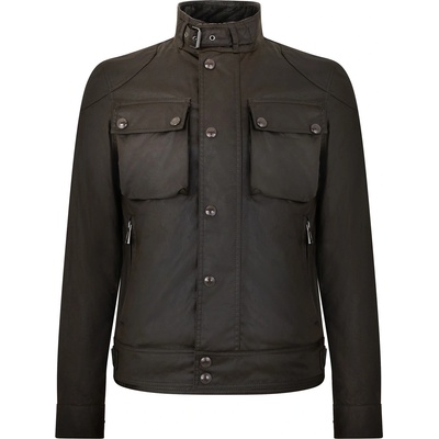 BELSTAFF Яке BELSTAFF Men's Racemaster Waxed Cotton Long Sleeve Funnel Neck Wax Jacket - Burnt Oak