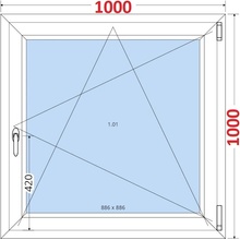 SMART Plastové okno 100x100, Otevíravé a sklopné