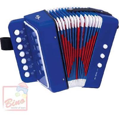 BINO Harmonika dětská modrá tahací akordeon *HUDEBNÍ NÁSTROJE*