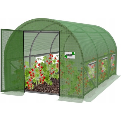 GARDEN LINE Záhradný fóliovník 3-segmentový 3 × 2 × 2 m s dverami na pántoch zelený