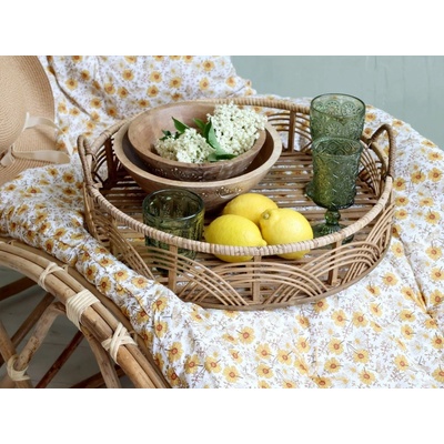 Chic Antique Prírodný bambusový okrúhly podnos s ušami French 45x15 cm