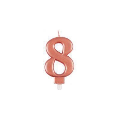 Unique Svíčka dortová ROSE GOLD metalická 8