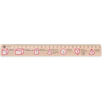 Metrie Didakt-M07 Dřevěné pravítko s potiskem Objemy těles 25 cm