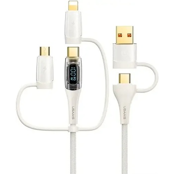 Image 1 of USAMS Кабел за бързо зареждане и данни USAMS US-SJ626 PD100W A+C to C+L+M 6in1 Shadow Series 2 метра, бял (SJ626USB02)