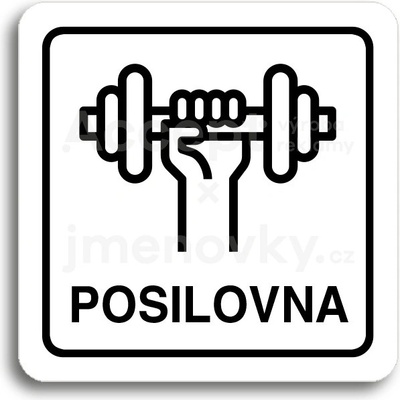ACCEPT Piktogram posilovna - bílá tabulka - černý tisk