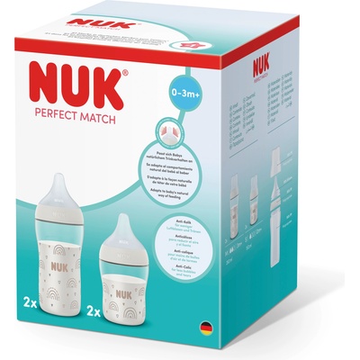 Nuk Perfect Match Сет шишета РР, 4 части - 2х150мл. + 2х260мл. , Дъга (10225350)