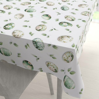 Biante Teflonový obdélníkový ubrus TF-136 Zelené květované kraslice na bílém 140x220 cm