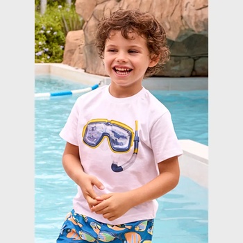 MAYORAL Тениска къс ръкав 3D изображение маска в бял цвят за мини момче Mayoral