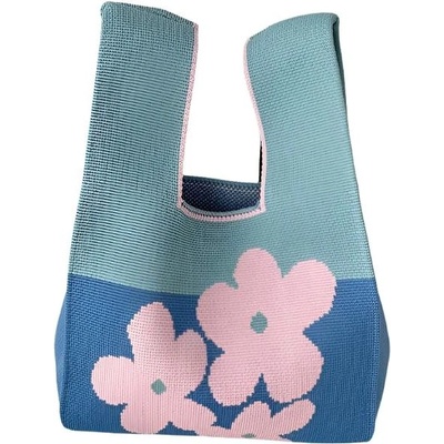 Annam Tote bag květy 34 × 20 cm růžové modrá