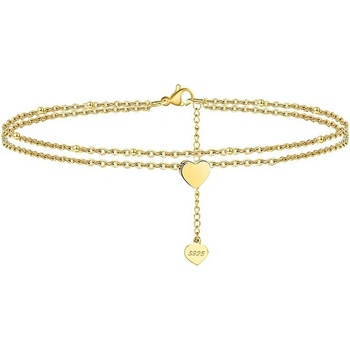 DELIS Гривна за глезен със сърце, сребро, jw531, позлатено покритие (jw531)