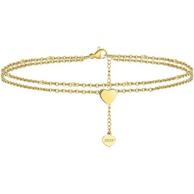 DELIS Гривна за глезен със сърце, сребро, jw531, позлатено покритие (jw531)