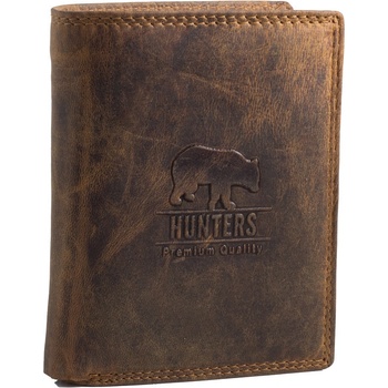 Hunters Premium peněženka pánská kožená hnědá na výšku 308