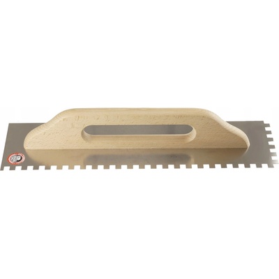 Nerezové zubové hladítko 580 mm s dřevěnou rukojetí, zub 10x10 mm