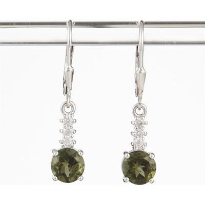 My Moldavite Stříbrné náušnice vltavíny a zirkony 434Z-4