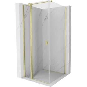 Mexen Mist T душ кабина с отварящи се врати 90 x 90 см, прозрачна, златна матирана - 8A4T-090-090-55-00 (8A4T-090-090-55-00)