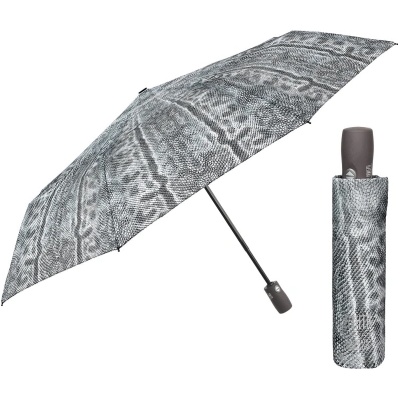 Дамски автоматичен Open-Close чадър Perletti Technology 21813, Питон/Сив