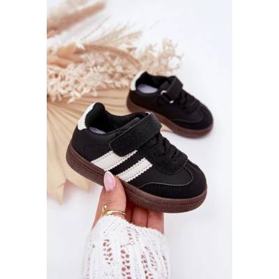 Boto Detské športové topánky sneakers na suchý zips čierne adelina čierna biela