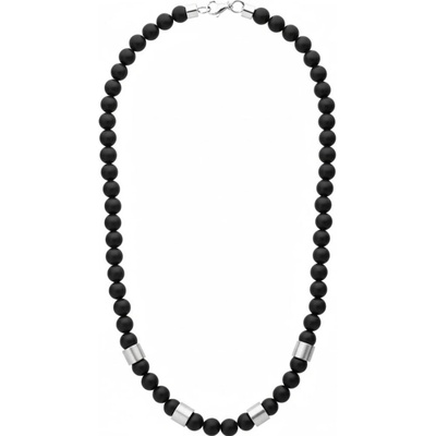 Manoki Luxusní pánský korálkový náhrdelník černý onyx X-WA669-O/60 Černá