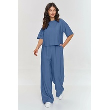 Makadamia elegantný set so širokými nohavicami M881 blue jeans